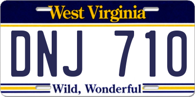 WV license plate DNJ710