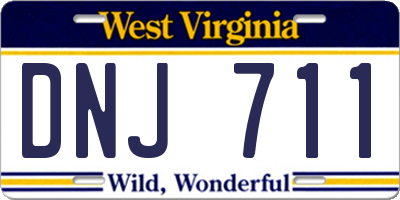 WV license plate DNJ711