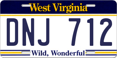 WV license plate DNJ712