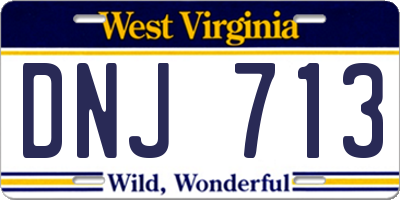 WV license plate DNJ713