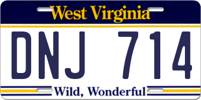 WV license plate DNJ714