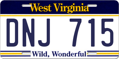 WV license plate DNJ715