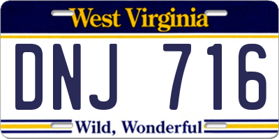 WV license plate DNJ716