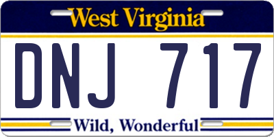WV license plate DNJ717
