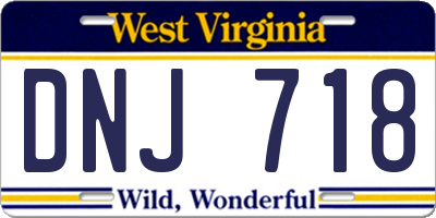 WV license plate DNJ718