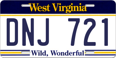 WV license plate DNJ721