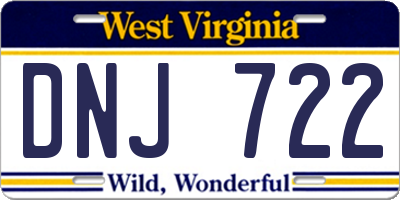 WV license plate DNJ722