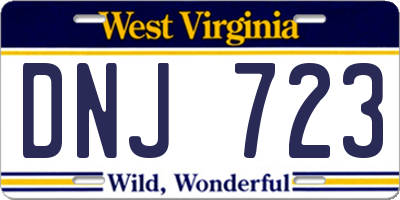 WV license plate DNJ723