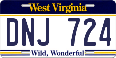 WV license plate DNJ724