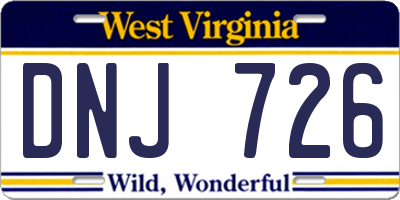 WV license plate DNJ726