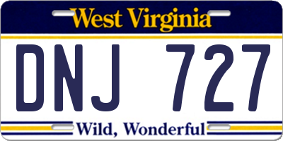 WV license plate DNJ727