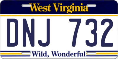 WV license plate DNJ732