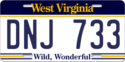 WV license plate DNJ733