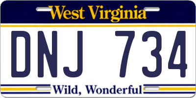 WV license plate DNJ734