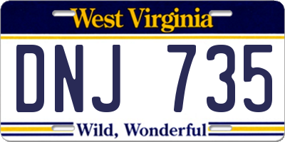 WV license plate DNJ735