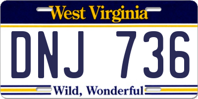 WV license plate DNJ736