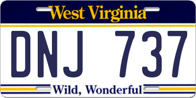 WV license plate DNJ737