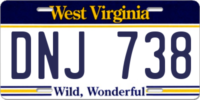 WV license plate DNJ738