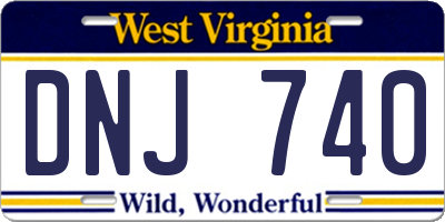 WV license plate DNJ740