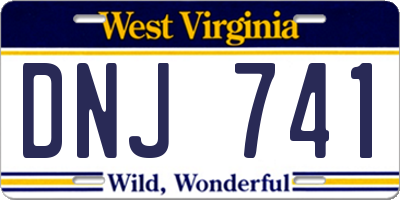 WV license plate DNJ741