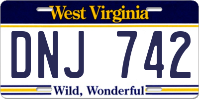 WV license plate DNJ742