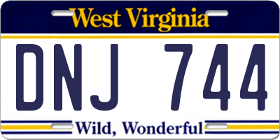 WV license plate DNJ744