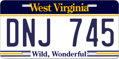 WV license plate DNJ745