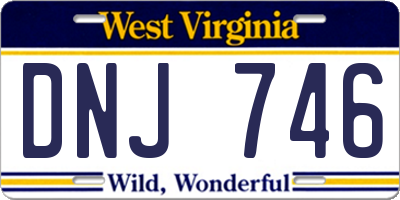 WV license plate DNJ746