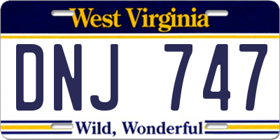 WV license plate DNJ747