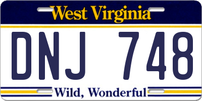 WV license plate DNJ748