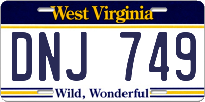 WV license plate DNJ749