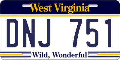 WV license plate DNJ751