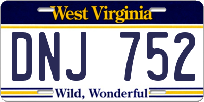 WV license plate DNJ752