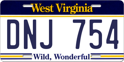 WV license plate DNJ754