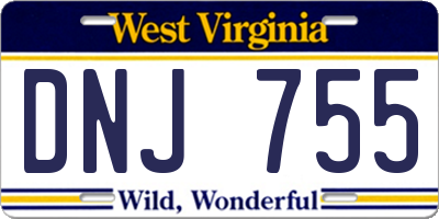 WV license plate DNJ755