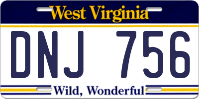 WV license plate DNJ756