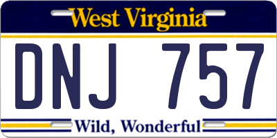 WV license plate DNJ757