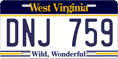 WV license plate DNJ759