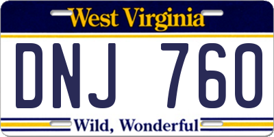 WV license plate DNJ760