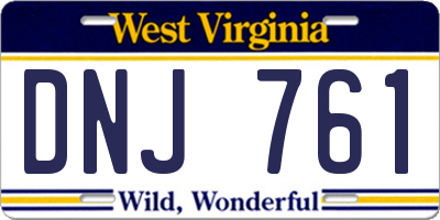 WV license plate DNJ761