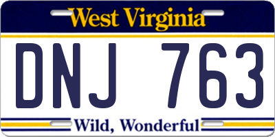WV license plate DNJ763