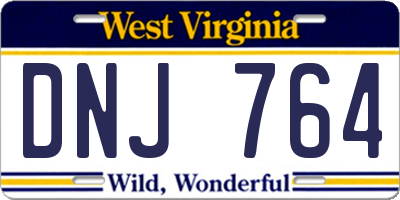WV license plate DNJ764