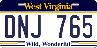 WV license plate DNJ765