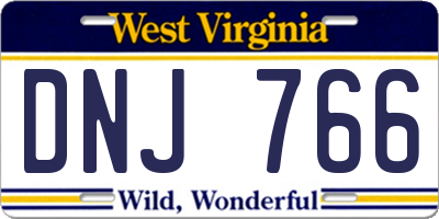 WV license plate DNJ766