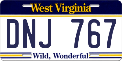 WV license plate DNJ767