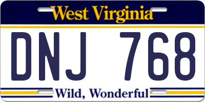 WV license plate DNJ768