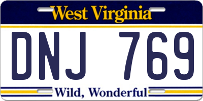 WV license plate DNJ769