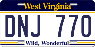 WV license plate DNJ770