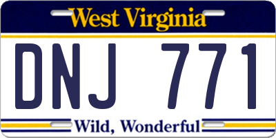 WV license plate DNJ771