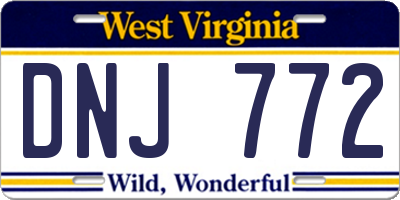 WV license plate DNJ772